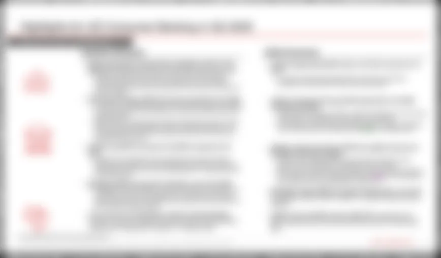 Bain and Company executive summary of US consumer banking in Q2 2025 (blurred: confidential)