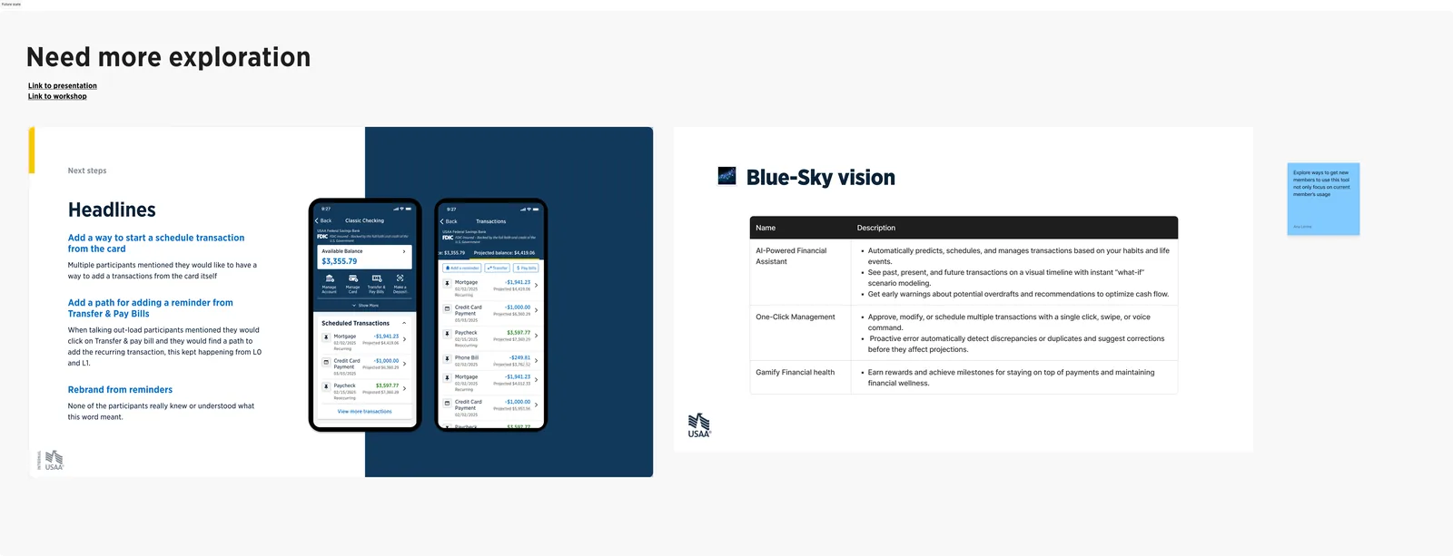 Future-state exploration: headlines and a blue-sky vision table