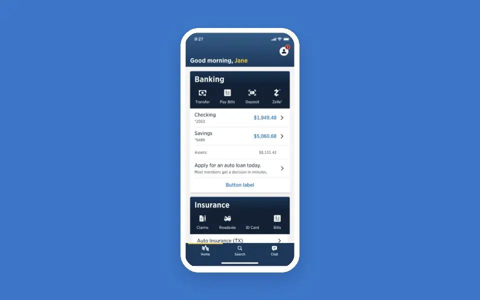 Animated walkthrough of the redesigned Zelle intro: tapping Zelle, then swiping through each step to Enroll now